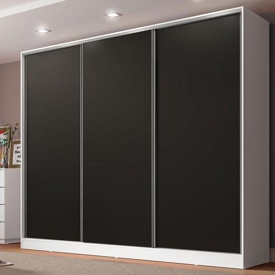 Imagem de Guarda Roupa Casal 100% MDF Madesa Royale 3 Portas de Correr - Branco/Preto