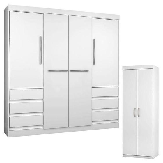 Imagem de Guarda Roupa Casal 1477 e Armário Multiuso 6020 Branco - Araplac