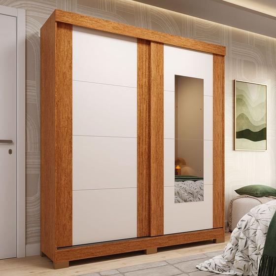 Imagem de Guarda-roupa Casal 160cm 2 Portas de Correr com Espelho Flex Color 100% Mdf Boldina Espresso Móveis