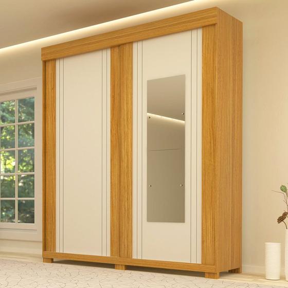 Imagem de Guarda Roupa Casal 180cm 2 Portas de Correr com Espelhos Flex Color 100% MDF Yasamen Espresso Móveis