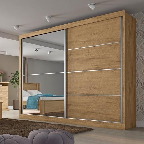 Imagem de Guarda Roupa Casal 2 Portas 4 Gavetas com Espelho Verona Plus Flex Color em MDF Made Marcs