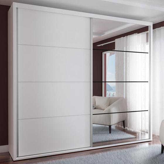 Imagem de Guarda-Roupa Casal 2 Portas com 1 Espelho 100% Mdf 1912e1sa Branco - Foscarini