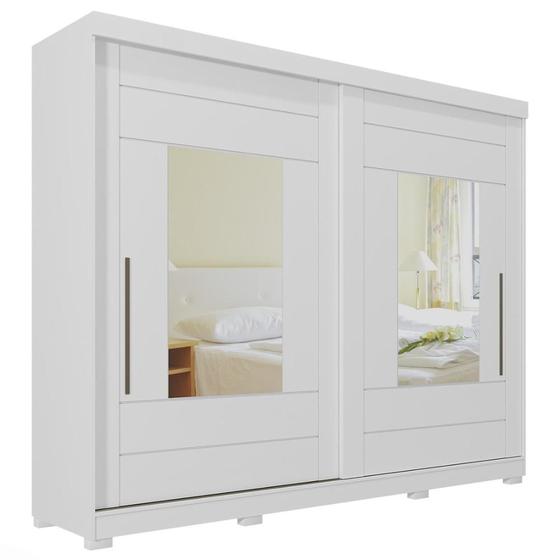 Imagem de Guarda Roupa Casal 2 Portas de Correr 8 Gavetas com Espelhos 100% MDF 242x264x56cm Panan Austria