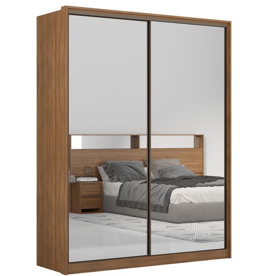 Guarda Roupa Casal 2 Portas Deslizantes 2 Espelhos Épico Amêndola Touch D23012K Demartêz Imagem de Guarda Roupa Casal 2 Portas Deslizantes 2 Espelhos Épico Amêndola Touch D23012K Demartêz
