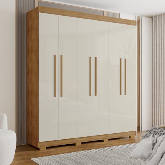 Guarda Roupa Casal 2m 6 Portas 4 Gavetas Porto Bello Cedro e Areia ...