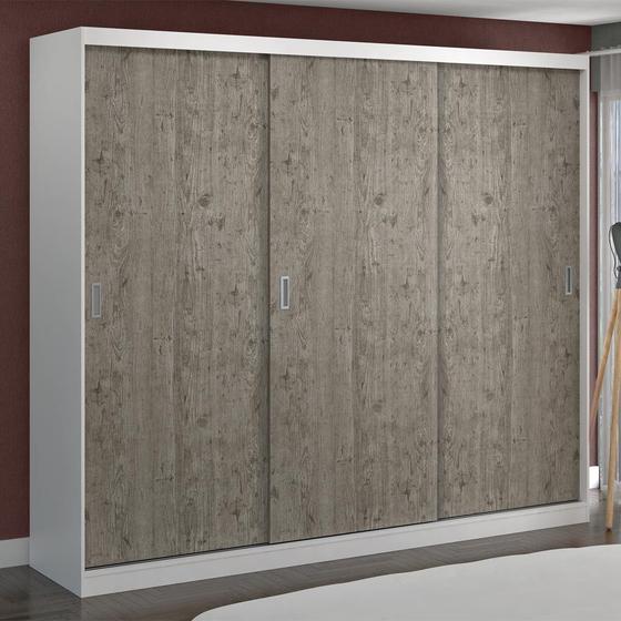 Imagem de Guarda-Roupa Casal 3 Portas de Correr 100% Mdf 7318 Branco/Demolição - Foscarini