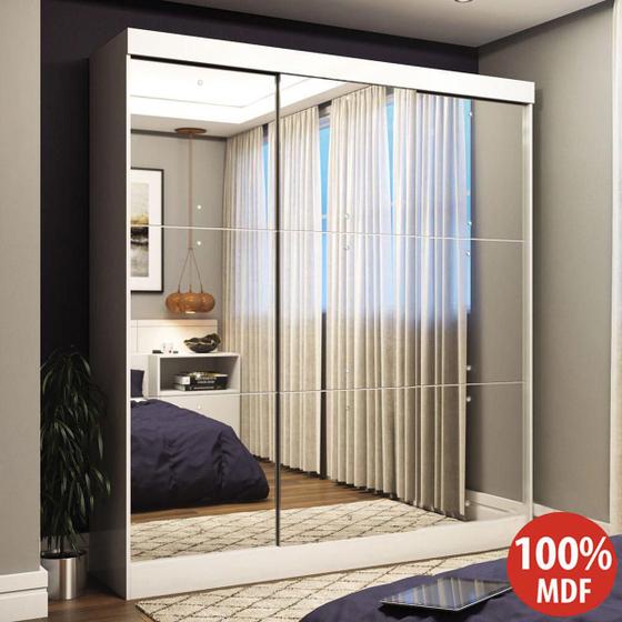 Guarda-Roupa Casal 3 Portas de Correr 100% Mdf Emily Ultra com Espelho 28673 Branco - Pnr Móveis Menor preço em Guarda-Roupa Casal 3 Portas de Correr 100% Mdf Emily Ultra com Espelho 28673 Branco - Pnr Móveis