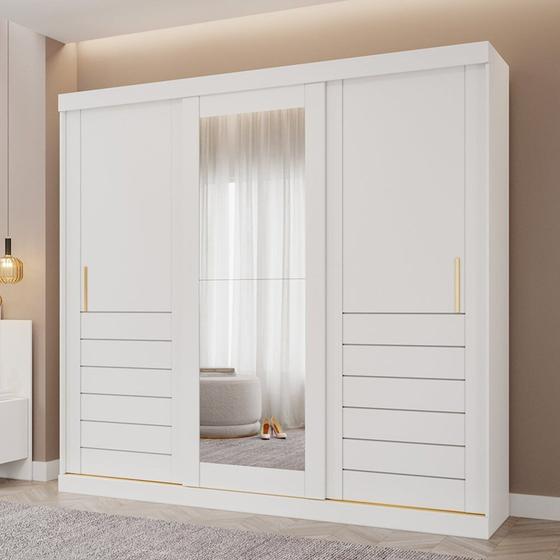 Imagem de Guarda-roupa Casal 3 Portas de Correr 6 Gavetas com Espelhos 100% Mdf Boston Espresso Móveis