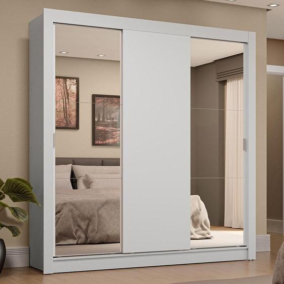 Imagem de Guarda-Roupa Casal 3 Portas de Correr com Espelhos 4 Gavetas Sublime Plus Madesa