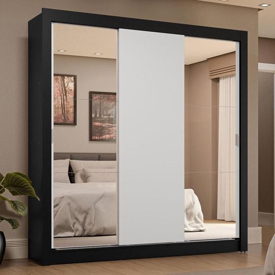 Imagem de Guarda-Roupa Casal 3 Portas de Correr com Espelhos 4 Gavetas Sublime Plus Madesa