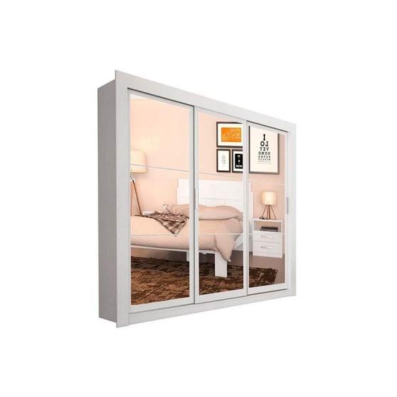 Imagem de Guarda Roupa Casal 3 Portas de Correr e 2 Gavetas c/ 3 Espelhos PH1681 Branco - Herval