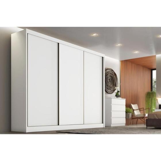 Imagem de Guarda Roupa Casal 3 Portas de Correr e 4 Gavetas Arezzo Plus Branco - Novo Horizonte