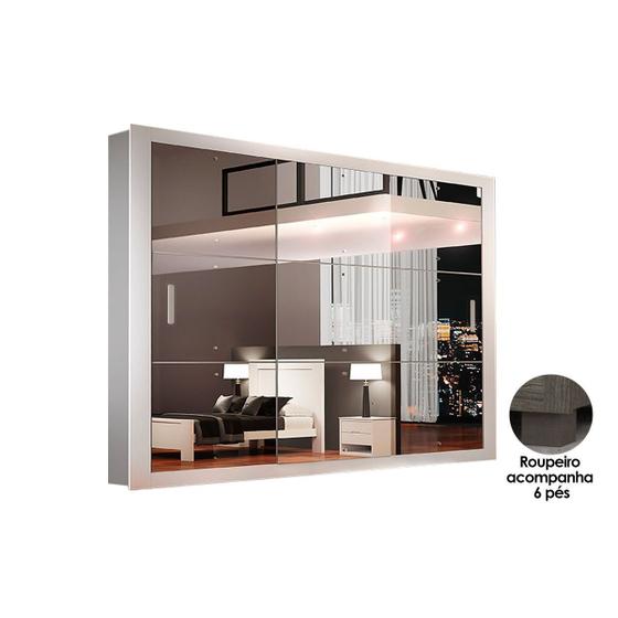 Guarda Roupa Casal 3 Portas de Correr e 4 Gavetas c/ Espelho e Pés Veneza Gold Branco - Rufato Menor preço em Guarda Roupa Casal 3 Portas de Correr e 4 Gavetas c/ Espelho e Pés Veneza Gold Branco - Rufato