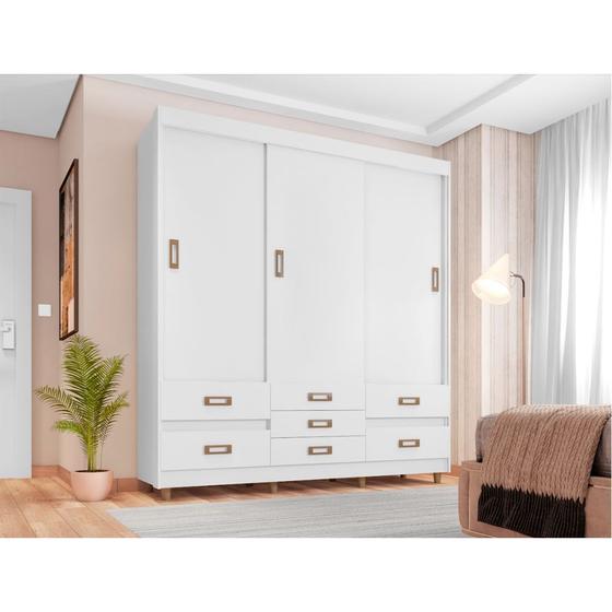 Imagem de Guarda Roupa Casal 3 Portas de Correr e 7 Gavetas 37020-50 Araplac