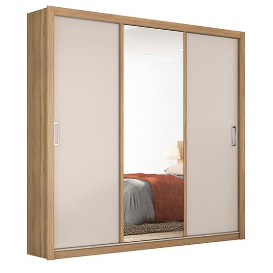 Imagem de Guarda Roupa Casal 3 Portas Deslizantes com Espelho Residence Amêndola Touch Off White 32230 Demóbile