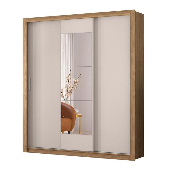 Imagem de Guarda Roupa Casal 3 Portas Deslizantes Vero Amêndola Touch Off White 32270 Demóbile