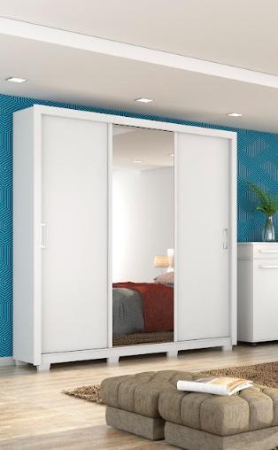 Imagem de Guarda Roupa Casal 3 Portas Residence c/ Pés 32230PE Branco Demóbile - LBMSHOP