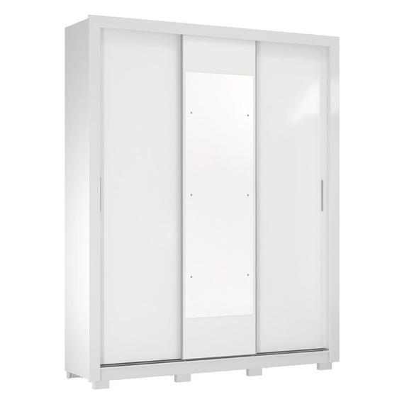 Imagem de Guarda Roupa Casal 3 Portas Vero c/ Pés e Espelho 32270PE Branco Demóbile - Rocha Móveis