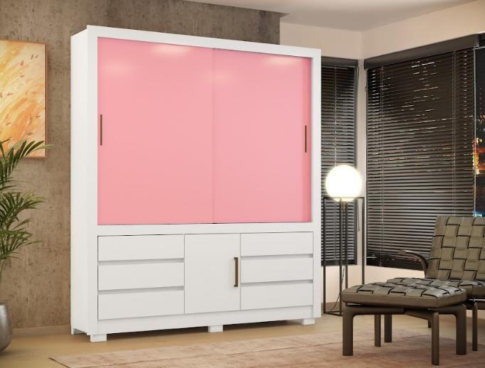 Imagem de Guarda Roupa Casal 3P 6G Arbo Demóbile 36210 Branco/Rosa/Branco Flex -