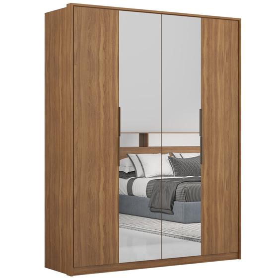 Imagem de Guarda Roupa Casal 4 Portas 2 Espelho Attore Amêndola Touch D43012K Demartêz