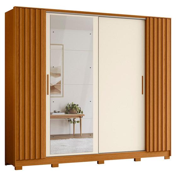 Imagem de Guarda Roupa Casal 4 Portas 4 Espelhos Jacarandá Flex Cinamomo/Off White - Albatroz