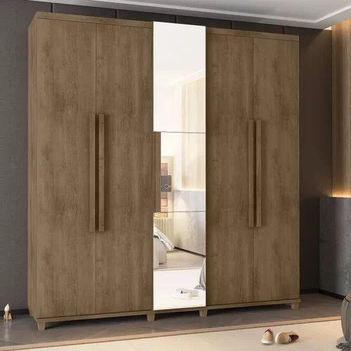 Imagem de Guarda-Roupa Casal 5 Portas com Espelho e Sapateira com 3 Gavetas Munique Rv Móveis Freijo