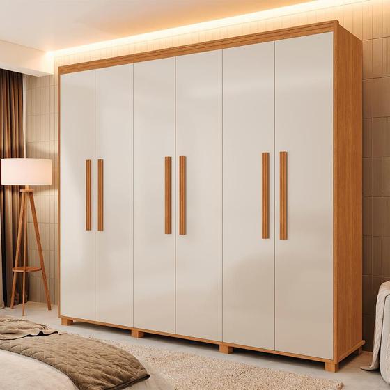 Imagem de Guarda Roupa Casal 6 Portas 100% MDF Nature Off White Madri Fênix