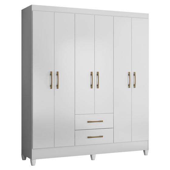 Imagem de Guarda Roupa Casal 6 Portas 2 Gavetas 153cm Paraná M07 Branco - Mpozenato