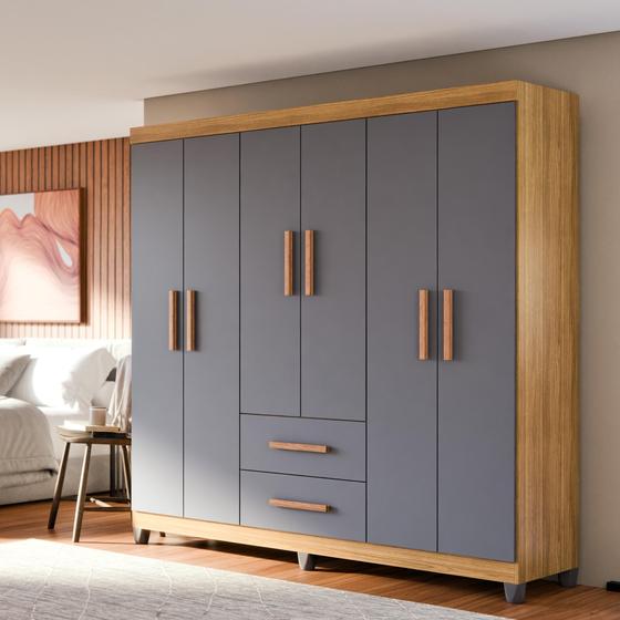 Guarda Roupa Casal 6 Portas 2 Gavetas Lite Amplo, Moderno e com Cabideiro – Maxi Do Brasil