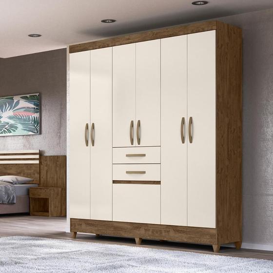 Imagem de Guarda Roupa Casal 6 portas 2 portas New Mafra Castanho Wood - Moval