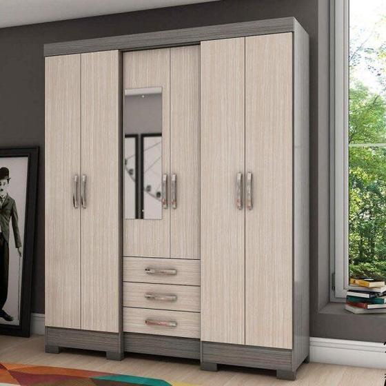 Imagem de Guarda-Roupa Casal 6 Portas 3 Gavetas Briz