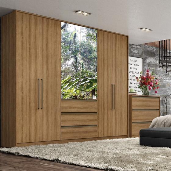 Imagem de Guarda Roupa Casal 6 Portas 3 Gavetas com Espelho Veneza THB Móveis