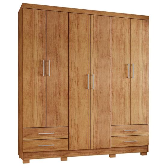 Imagem de Guarda Roupa Casal 6 Portas 4 Gavetas Santiago ll Cedro - Saga Decor