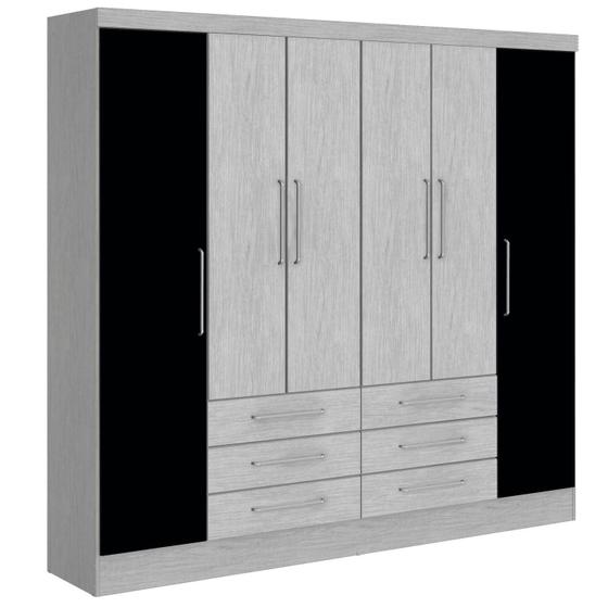 Imagem de Guarda Roupa Casal 6 Portas 6 Gavetas Splendore Zanzini Platinium/Preto