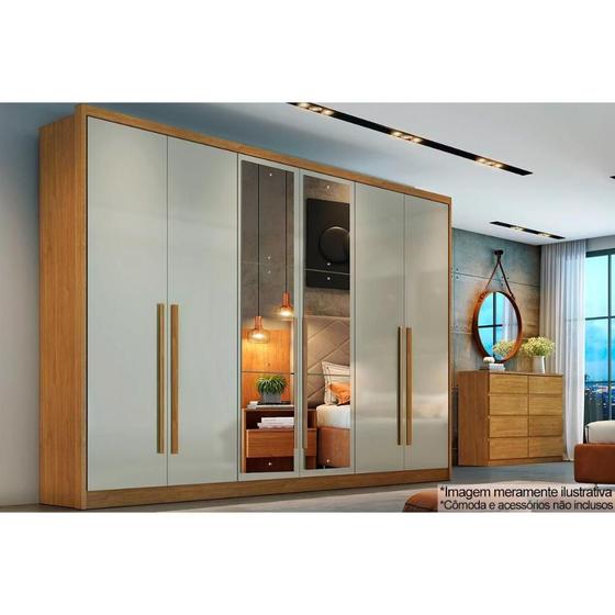 Guarda Roupa Casal 6 Portas c/ Espelho e 8 Gavetas Robust Plus Freijó/FendiOff - Novo Horizonte Menor preço em Guarda Roupa Casal 6 Portas c/ Espelho e 8 Gavetas Robust Plus Freijó/FendiOff - Novo Horizonte