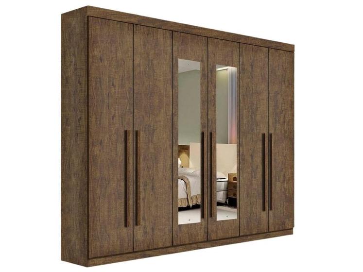 Imagem de Guarda Roupa Casal 6 Portas com espelho e 6 gavetas Da Vinci Plus   Ipê