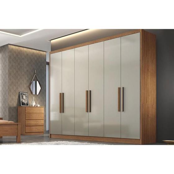 Imagem de Guarda Roupa Casal 6 Portas e 6 Gavetas Rizon/Linea Freijo Cumaru c/ Fendi - Novo Horizonte