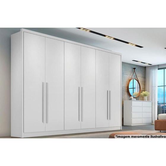 Imagem de Guarda Roupa Casal 6 Portas e 8 Gavetas Robust Plus Branco - Novo Horizonte