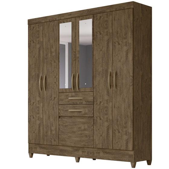 Imagem de Guarda Roupa Casal 7 Portas Com Espelho 8973 Castanho Wood Moval