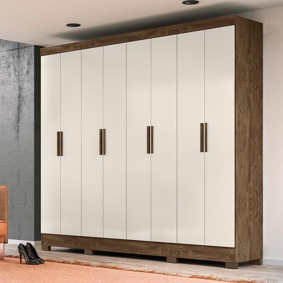 Imagem de Guarda Roupa Casal 8 portas 4 gavetas Diplomata Castanho Wood / Baunilha Diplomata - Moval