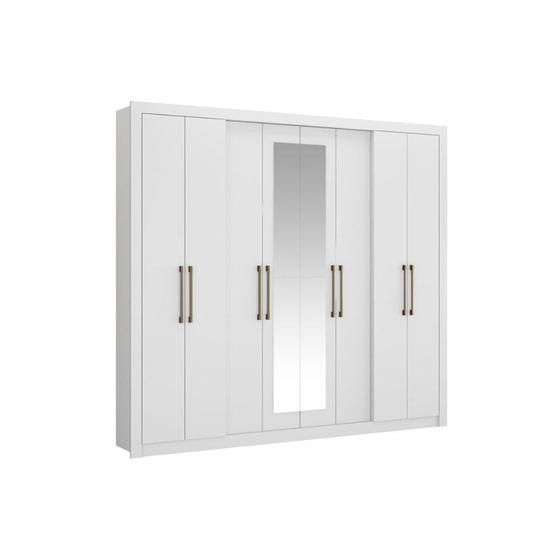 Imagem de Guarda Roupa Casal 8 Portas e 4 Gavetas c/ Espelho Héster Branco - Carraro