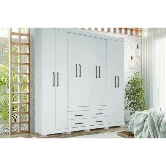 Imagem de Guarda Roupa Casal 8 Portas e 4 Gavetas c/ Pés Nápoles Branco - Santos Andirá