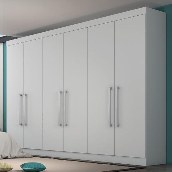 Guarda-Roupa Casal Alba 6 Portas 4 Gavetas 100% Mdf Branco - Mademarques Menor preço em Guarda-Roupa Casal Alba 6 Portas 4 Gavetas 100% Mdf Branco - Mademarques