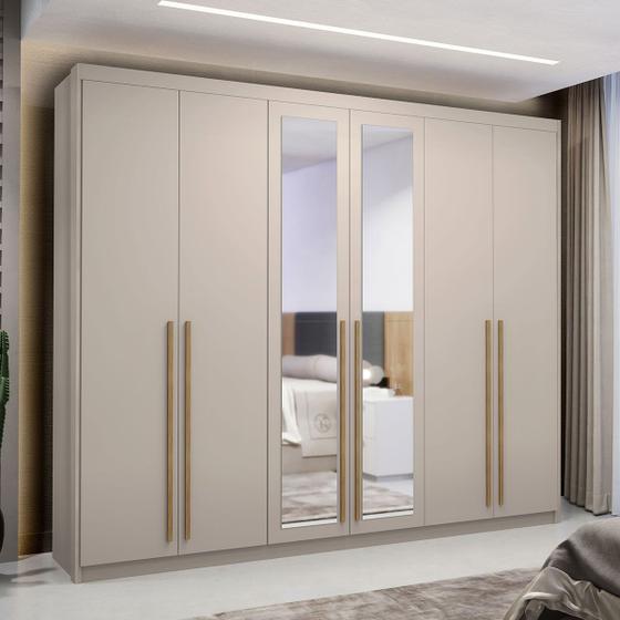 Imagem de Guarda-Roupa Casal Alfa Magestic 6 Portas 6 Gavetas 100% Mdf com Espelho Fendi - Pnr Móveis