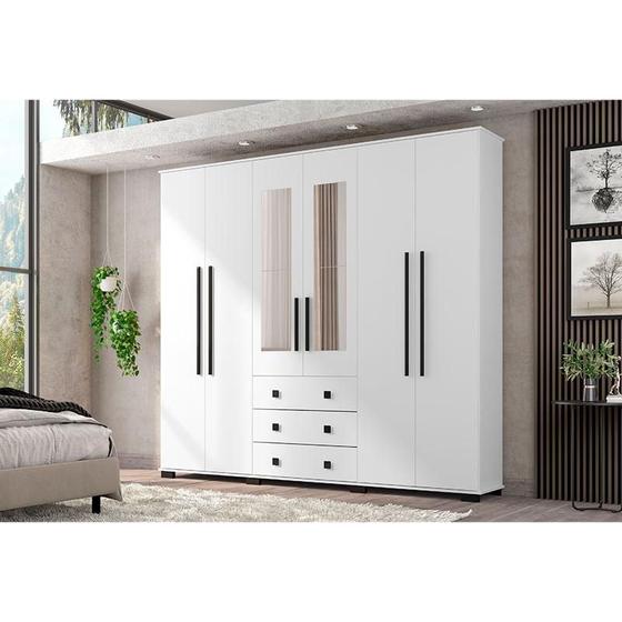 Imagem de Guarda Roupa Casal Ambiente B23063 Branco com Espelho - Araplac