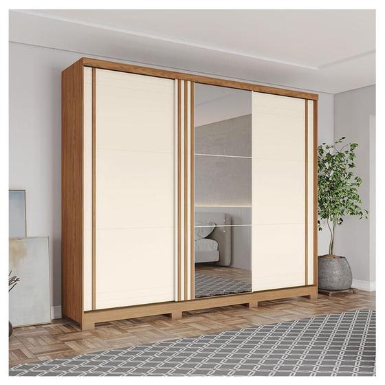 Imagem de Guarda Roupa Casal Ambiente Fazano 3 Portas Deslizantes Nature Off White - Henn