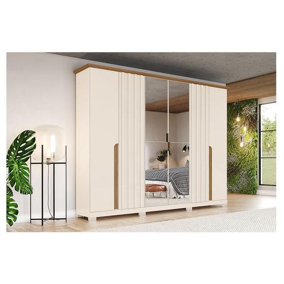 Imagem de Guarda Roupa Casal Ambiente Napoli 6 Portas Off White Nature - Henn