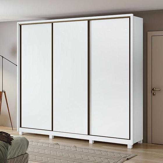 Imagem de Guarda Roupa Casal Ambiente Spazio 270 Branco Brilho com Pés - Lopas