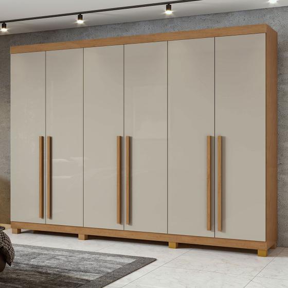 Imagem de Guarda-Roupa Casal  Bertha 6 Portas 4 Gavetas Amêndoa Clean/Off White - Moveis Lopas