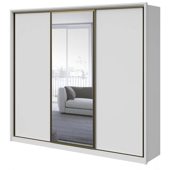 Imagem de Guarda-roupa Casal c/ Espelho 3 Portas 6 Gavetas Spazio Glass Branco Lopas